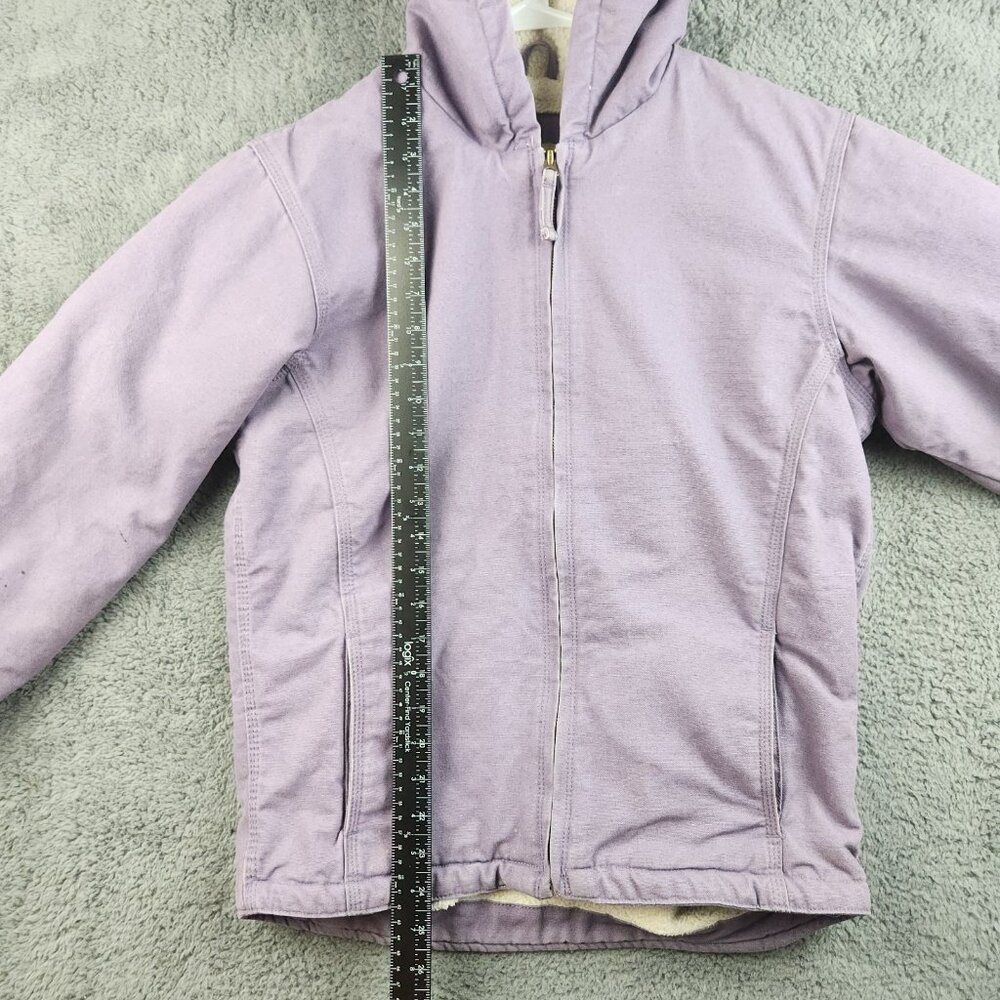 Canvas Sherpa Lined Jacket Youth Regular Large 14-18 Workwear Outdoors Hooded - Picture 5 of 13